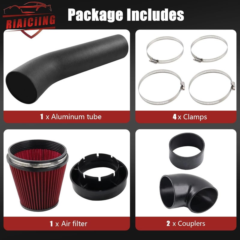 RiAiCiING 4'' LS Swap Cold Air Intake Kit, Universal Fit, Compatible with LS1 LS2 LSX LQ4 LQ9 Restomod A-Body G-Body Camaro Chevelle GTO Monte Carlo Caprice - Image 5